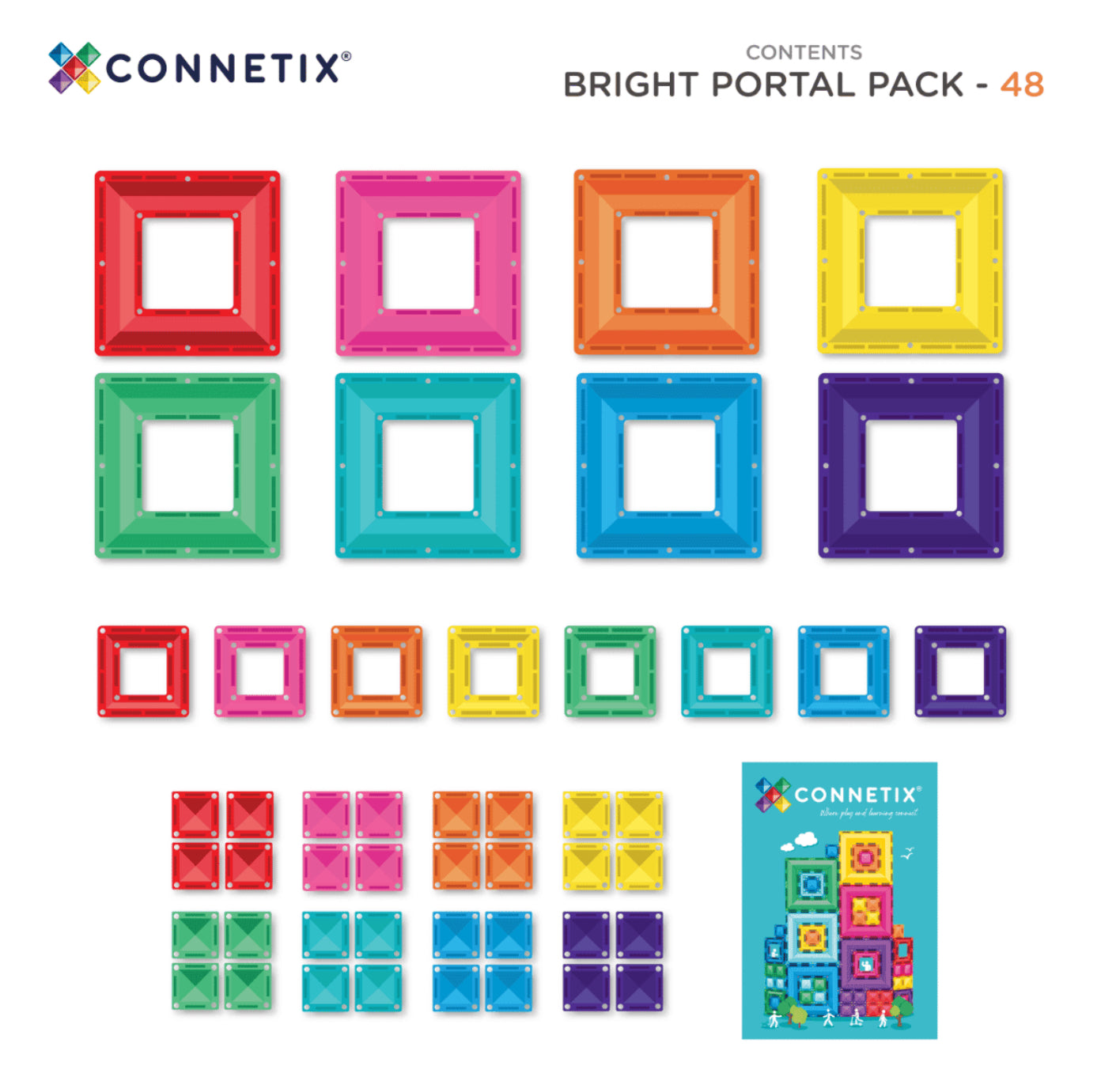 48pc Bright Portal Pack - Connetix Tiles