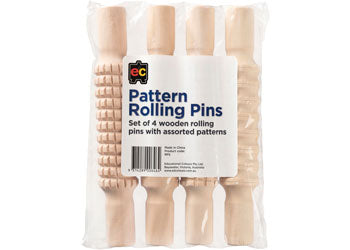Wooden Rolling Pin - Set of 4 patterns