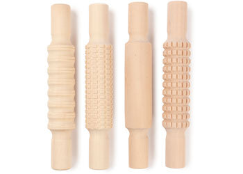 Wooden Rolling Pin - Set of 4 patterns