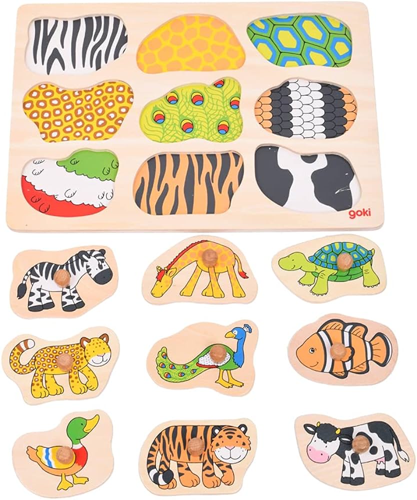 Animal background peg puzzle - who belongs where?