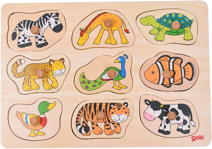 Animal background peg puzzle - who belongs where?