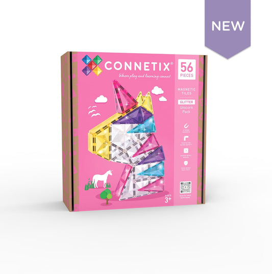 56pc Glitter Unicorn Pack - Connetix Tiles