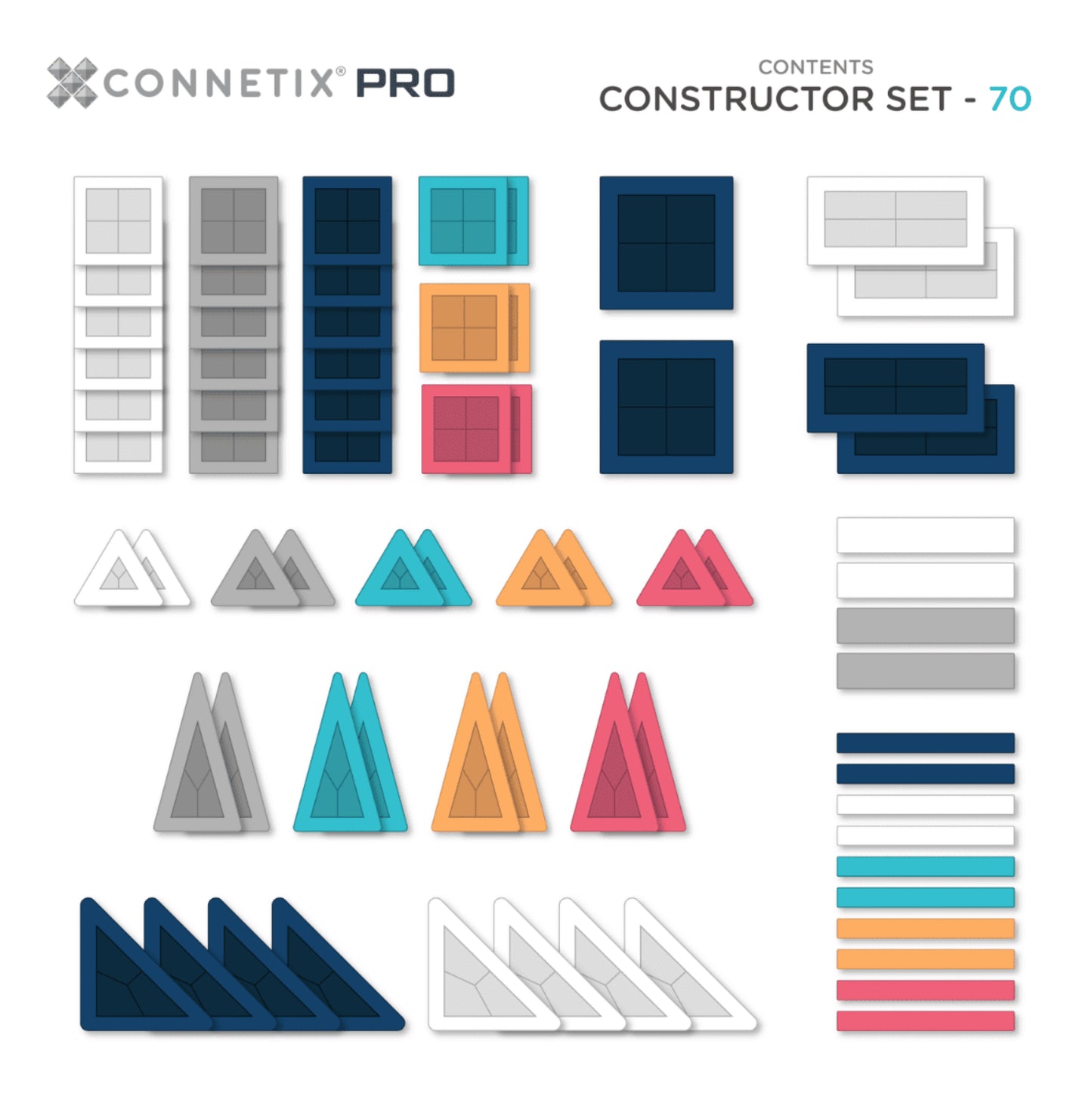 70pc PRO Constructor Set - Connetix Tiles