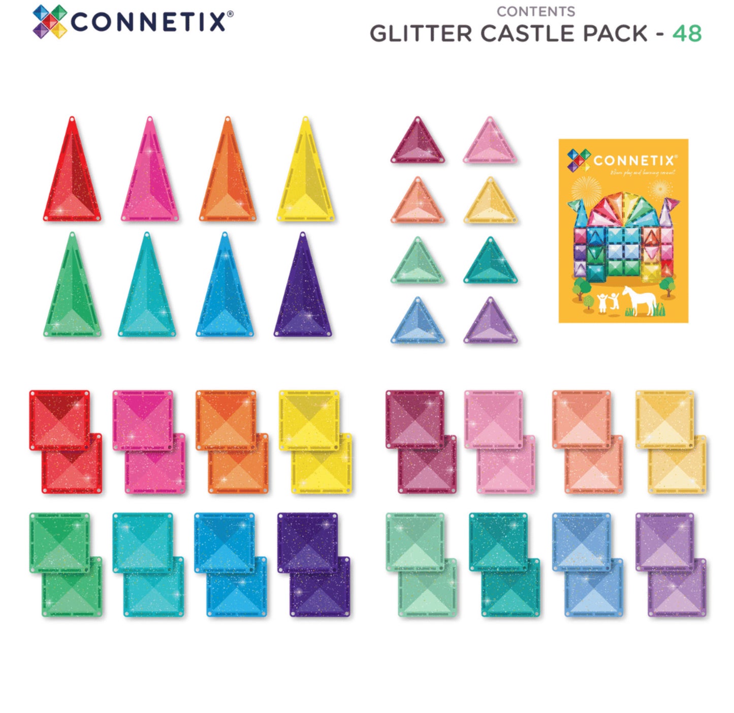 48pc Glitter Castle Pack - Connetix Tiles