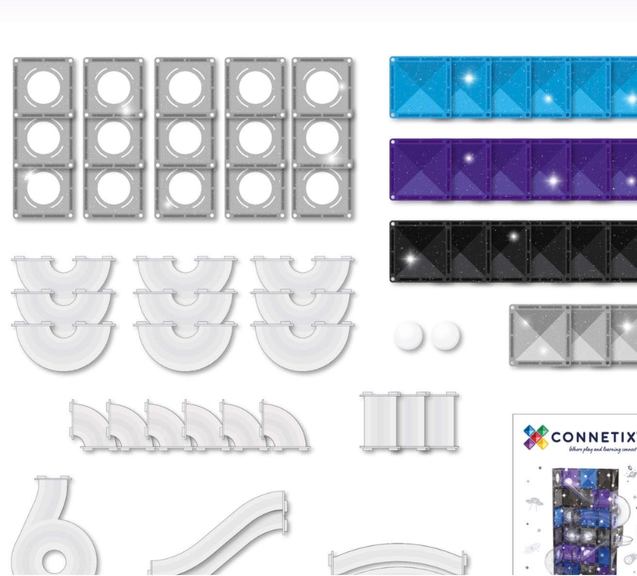 61 pc Ball Run Galaxy Pack - Connetix Tiles