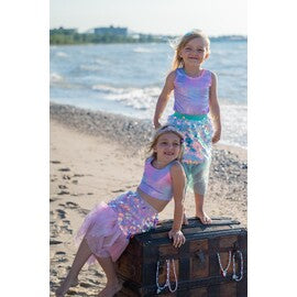 Bling Bling Mermaid Skirt & Hairclip Set Pink Size 4-6