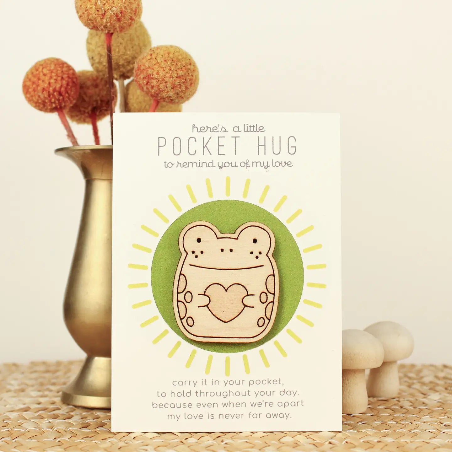 Wooden Pocket Hug - Frog | Thinking of You Gift