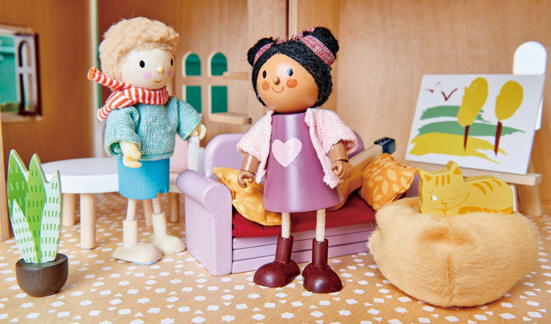 Wooden Doll - Ayana & Her Cat