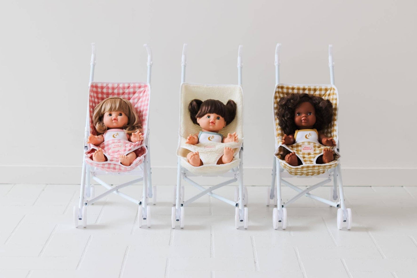 Folding Doll's Stroller - Pink Gingham Cover
