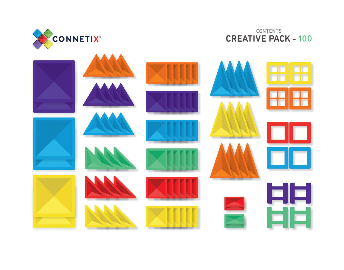 102 Piece Rainbow Creative Pack - Connetix Tiles