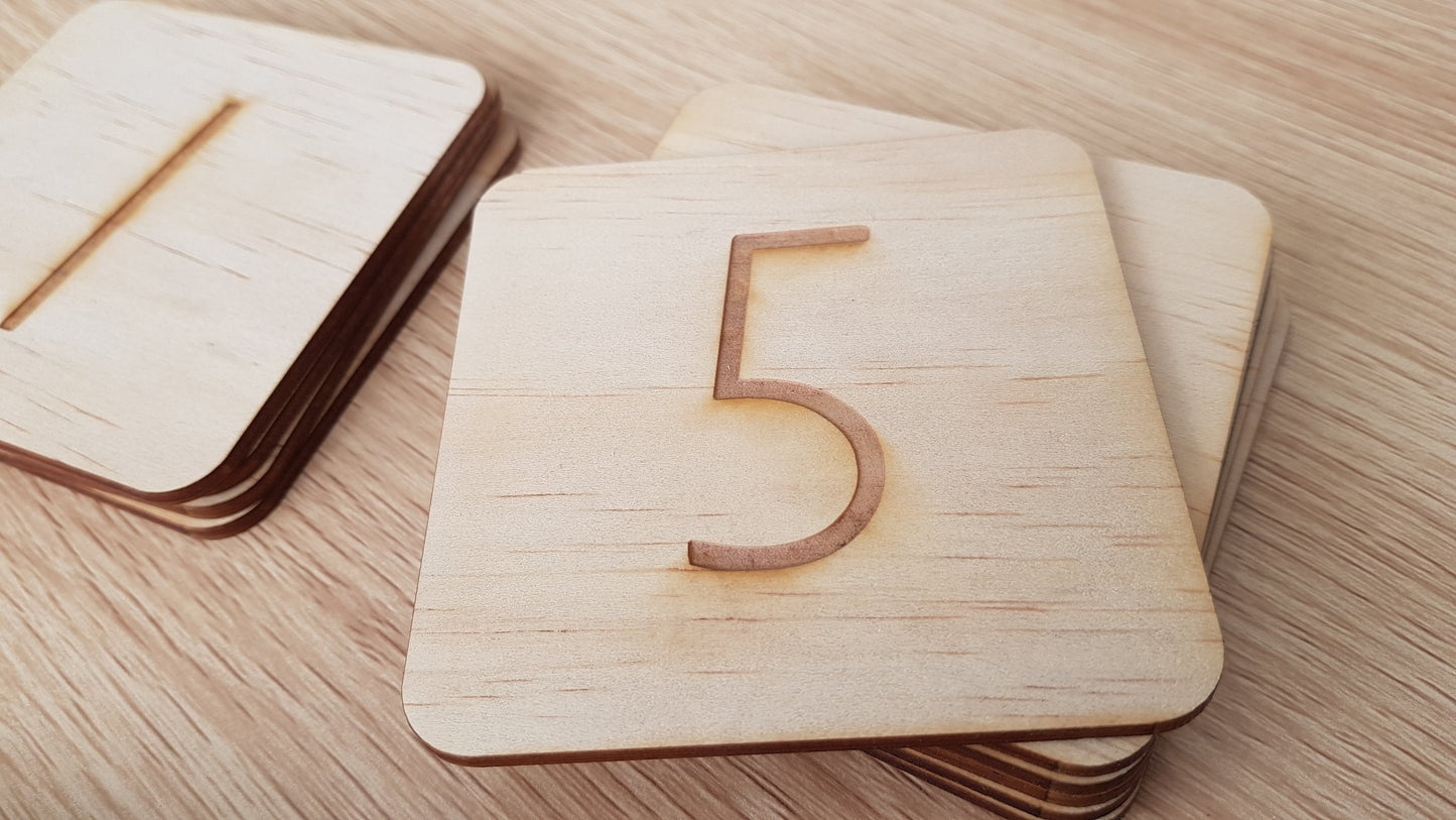 Engraved Letters and Numbers Tile Set