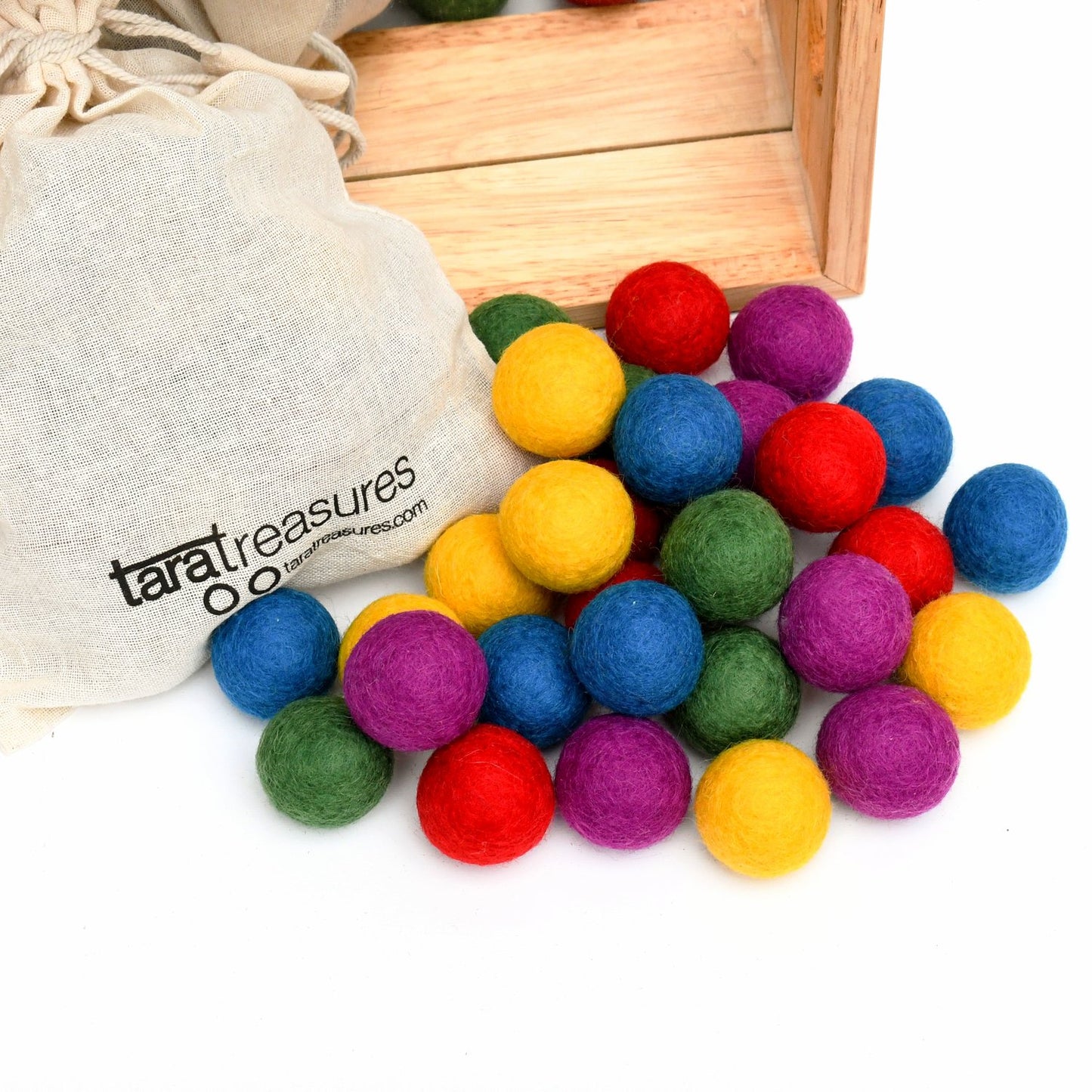 Wool Felt Balls in a Pouch -3cm 30 balls various colours