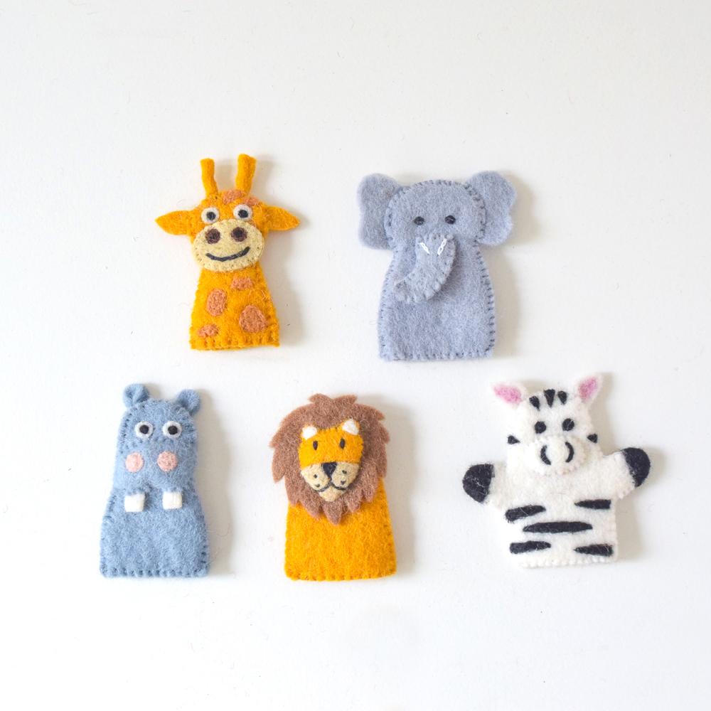 Safari Animals, Finger Puppet Set