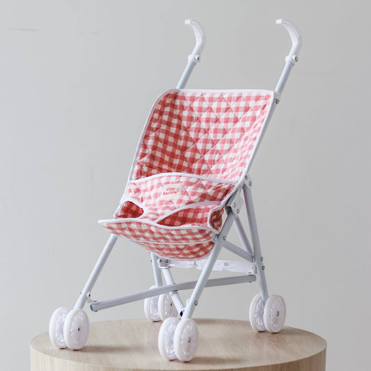 Folding Doll's Stroller - Pink Gingham Cover