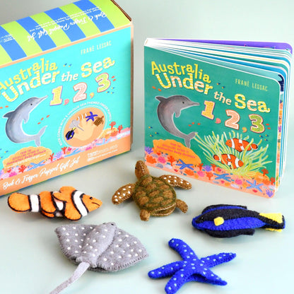 Australia Under the Sea 1,2,3 - Book and Finger Puppet Set