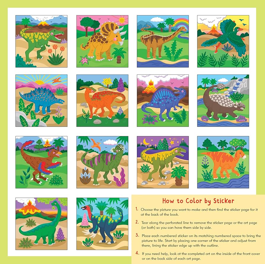 First Colour by Sticker Book - Dinosaurs