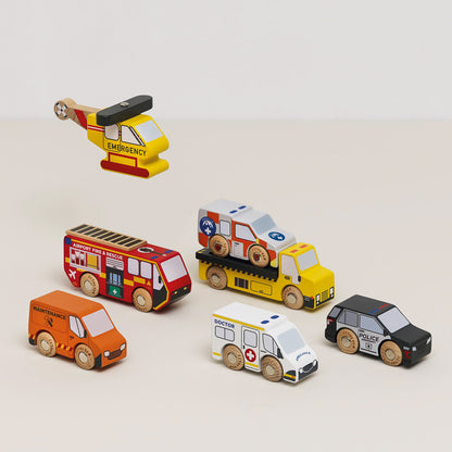 Emergency Helicopter and Rescue Vehicles