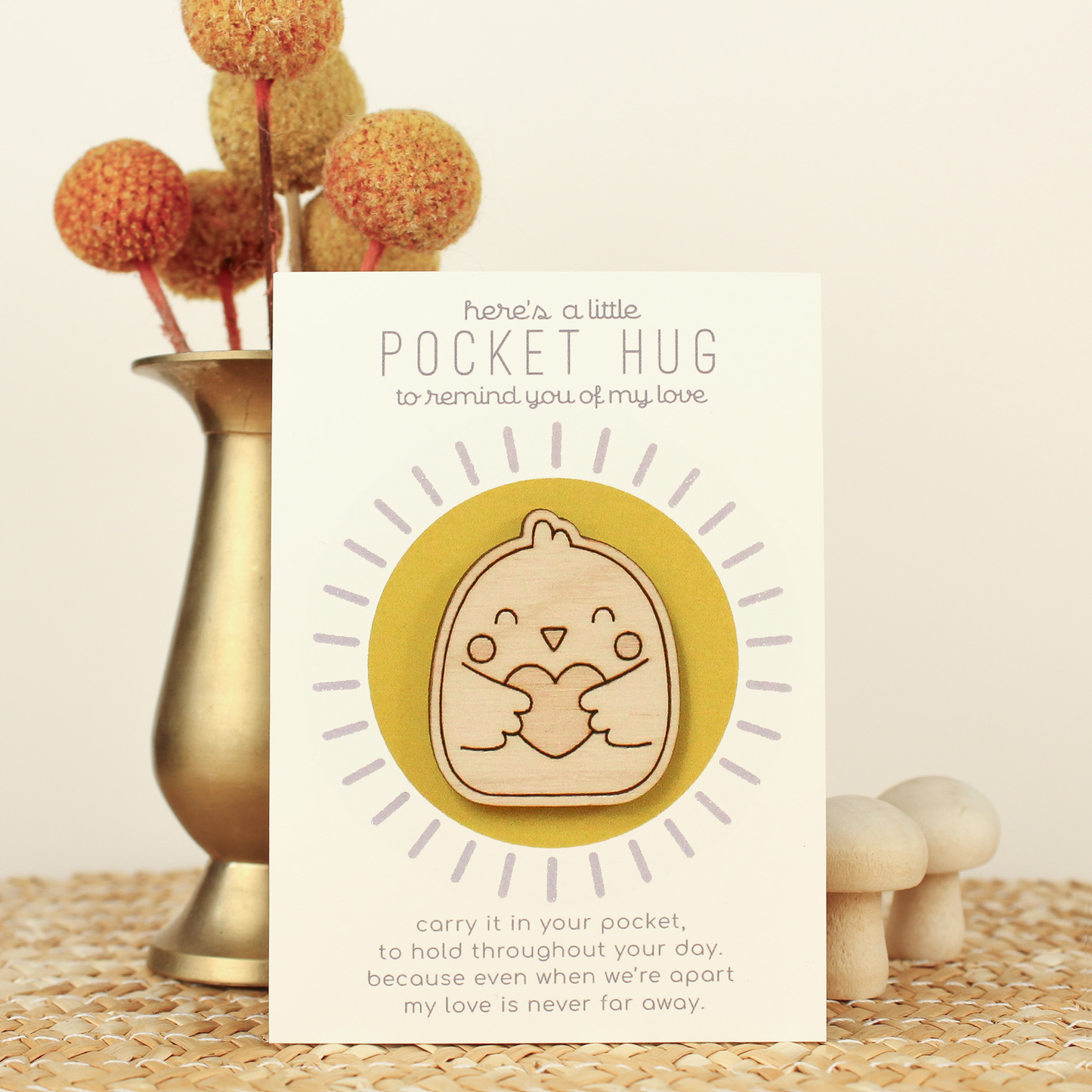 Wooden Pocket Hug - Bird | Thinking of You Gift