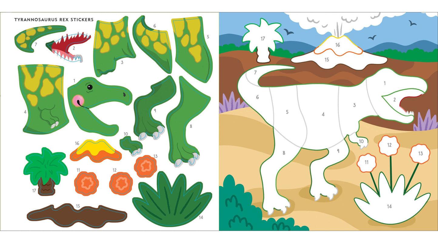 First Colour by Sticker Book - Dinosaurs