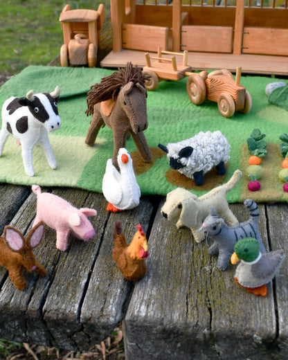 Felt Farm Animals Toys Set - 10 Felt Animals