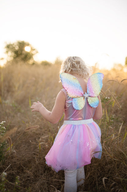 Rainbow Sequins Skirt with Wings & Wand - Size 4-6