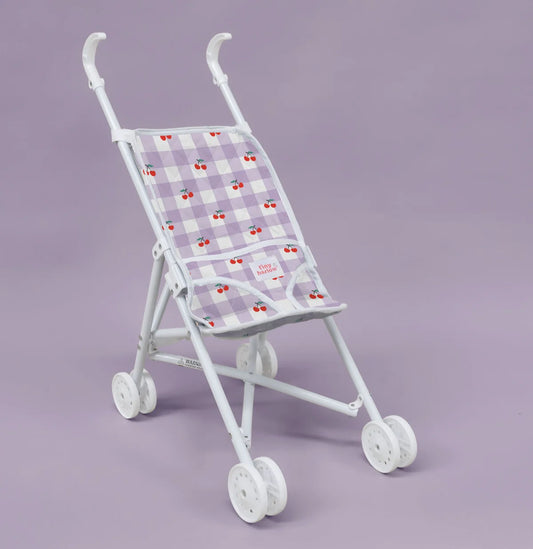 Tiny Harlow Folding Dolls Stroller - Lilac Gingham Cherry