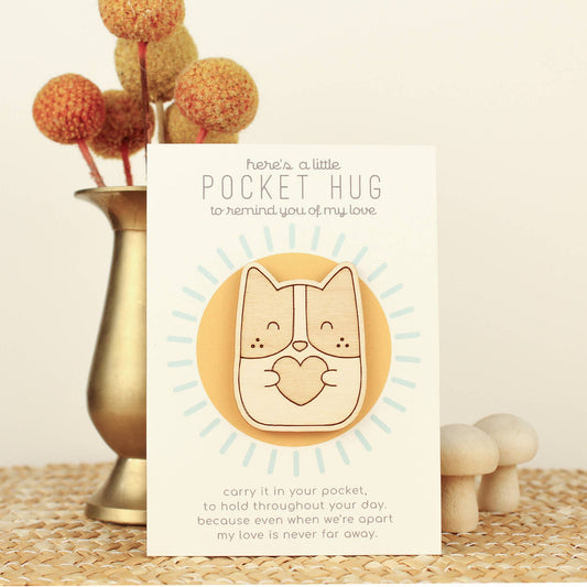 Wooden Pocket Hug - Dog | Thinking of You Gift