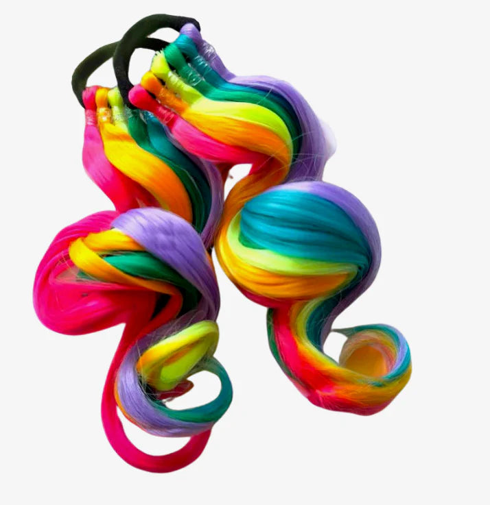 Ponytail Set - Rainbow Curled, Short 60g