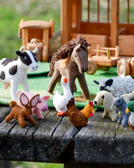 Felt Farm Animals Toys Set - 10 Felt Animals