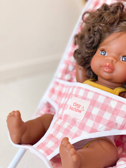 Folding Doll's Stroller - Pink Gingham Cover