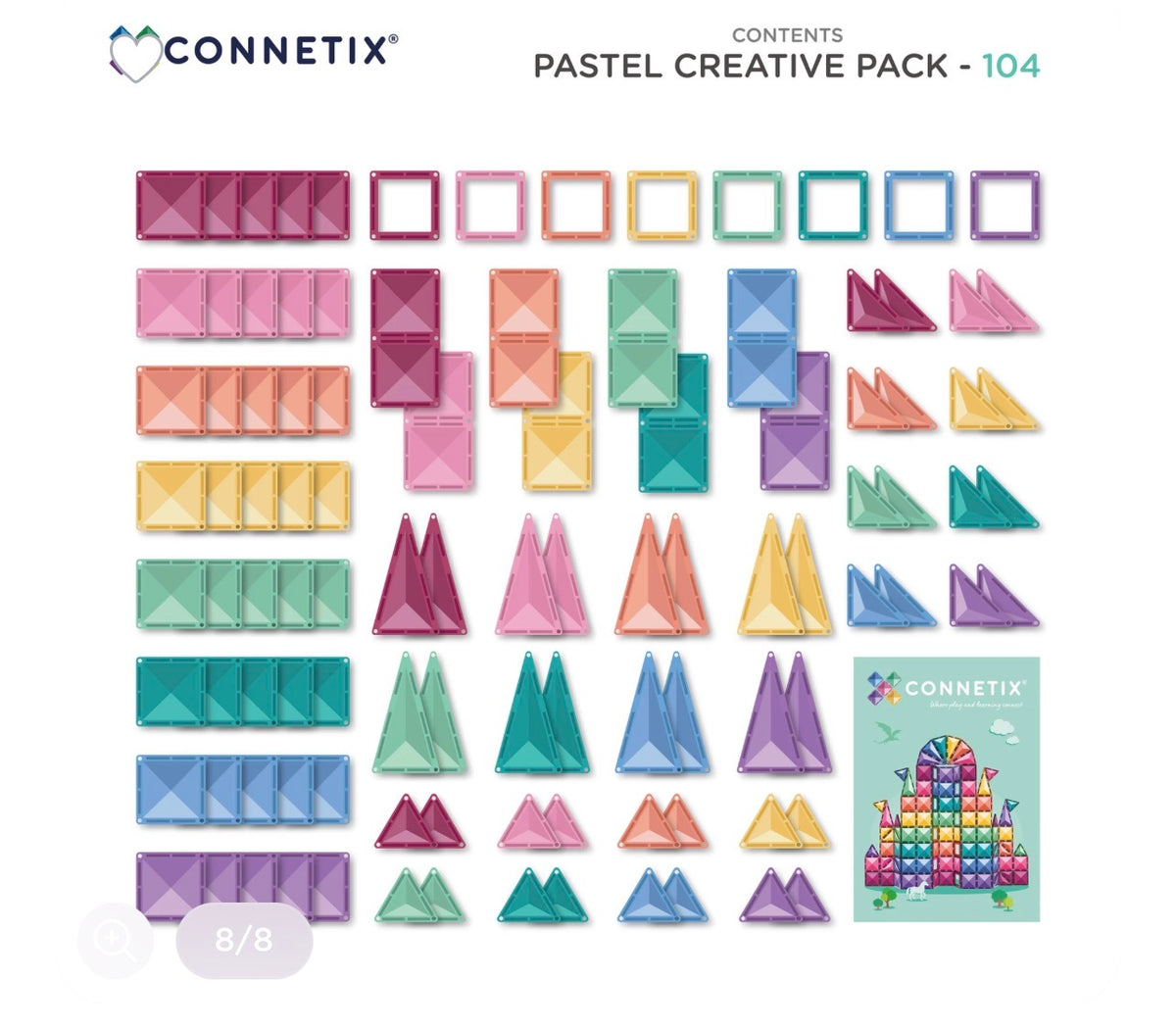 104 Piece Pastel Creative Pack - Connetix Tiles