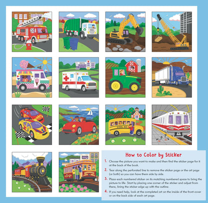 First Colour by Sticker Book - Cars, Trucks and Trains