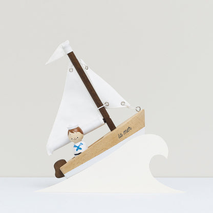 Wooden Sailing Boat and Captain