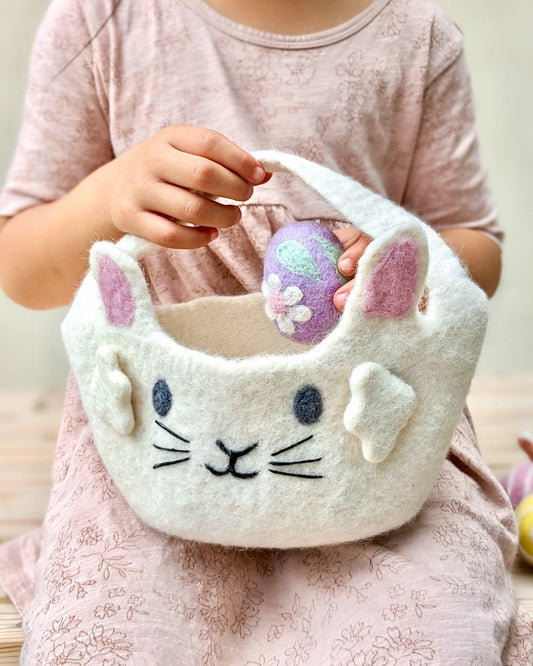 Felt Easter Egg Hunt Basket - White Bunny