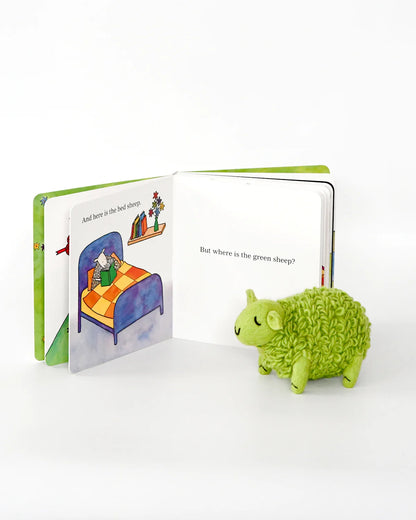 WHERE IS THE GREEN SHEEP? LARGE GREEN SHEEP TOY AND BOOK SET
