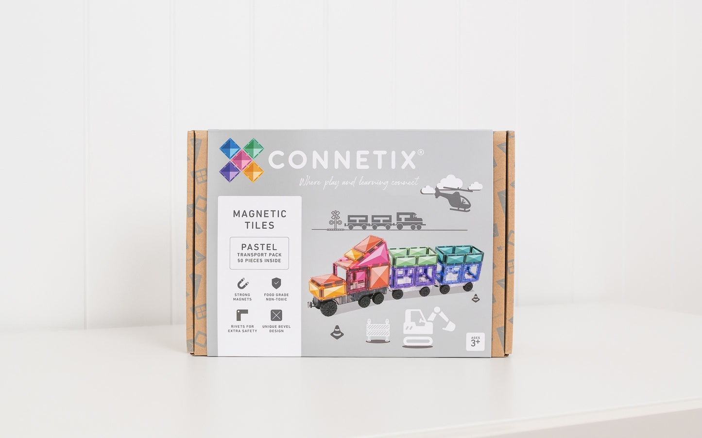 50 Piece Pastel Transport Pack - Connetix Tiles