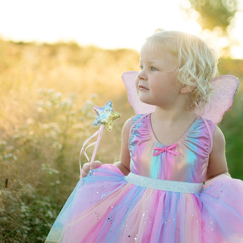 Rainbow Sequins Skirt with Wings & Wand - Size 4-6