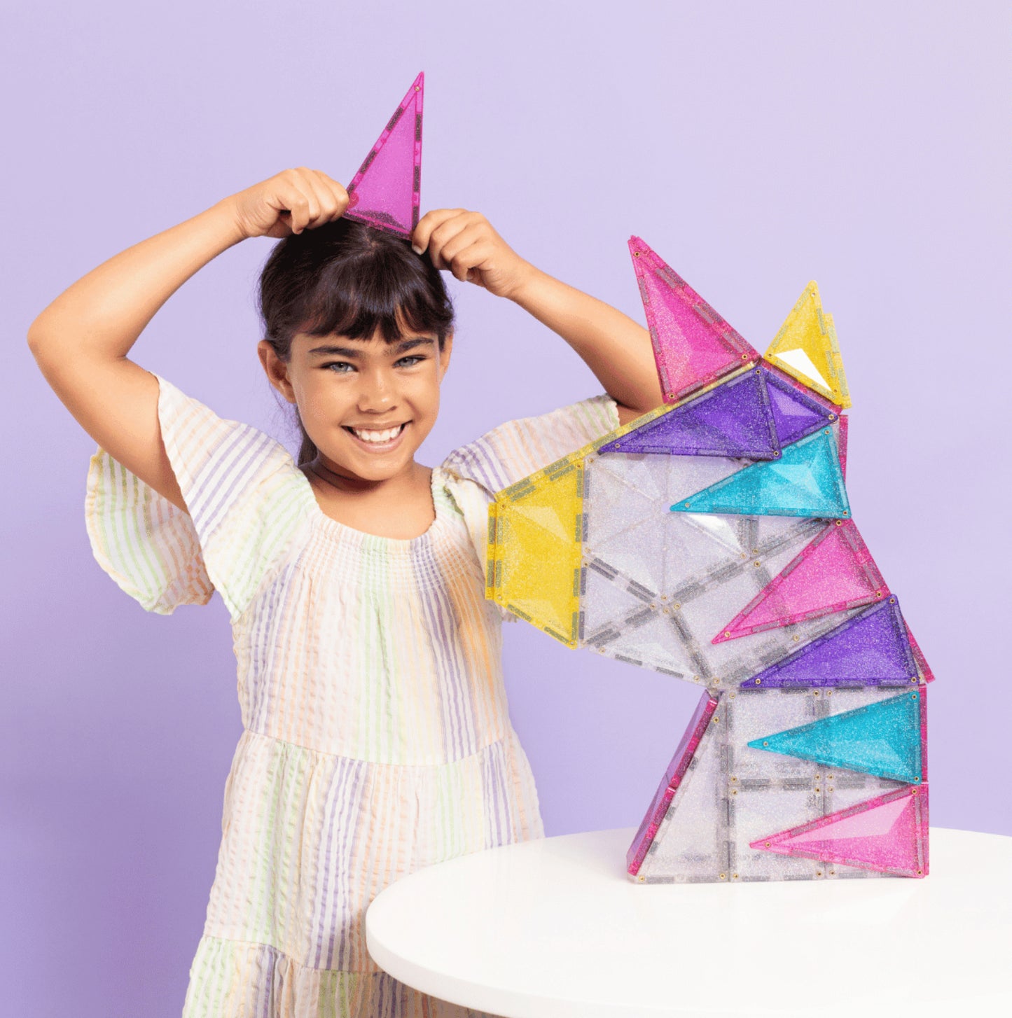 56pc Glitter Unicorn Pack - Connetix Tiles