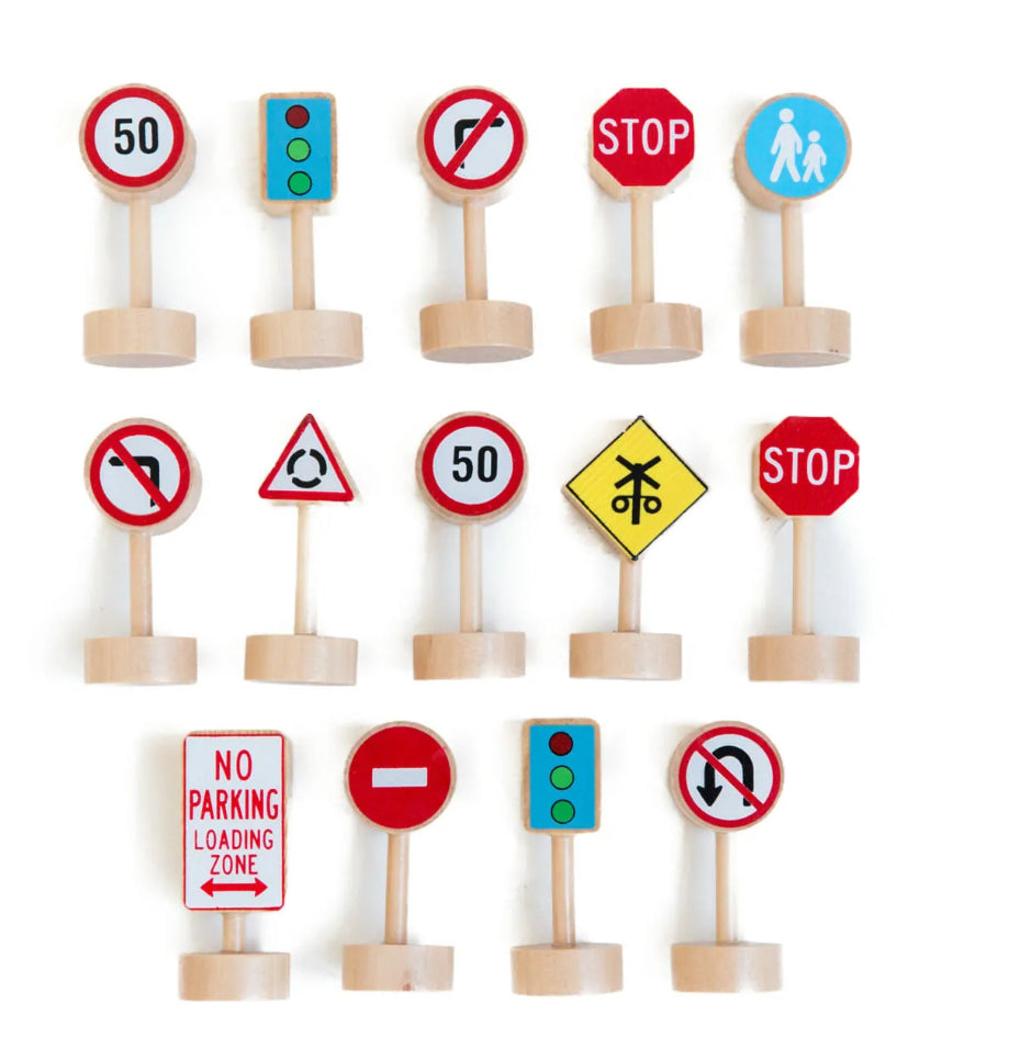 Learning Traffic! - Wooden road signs