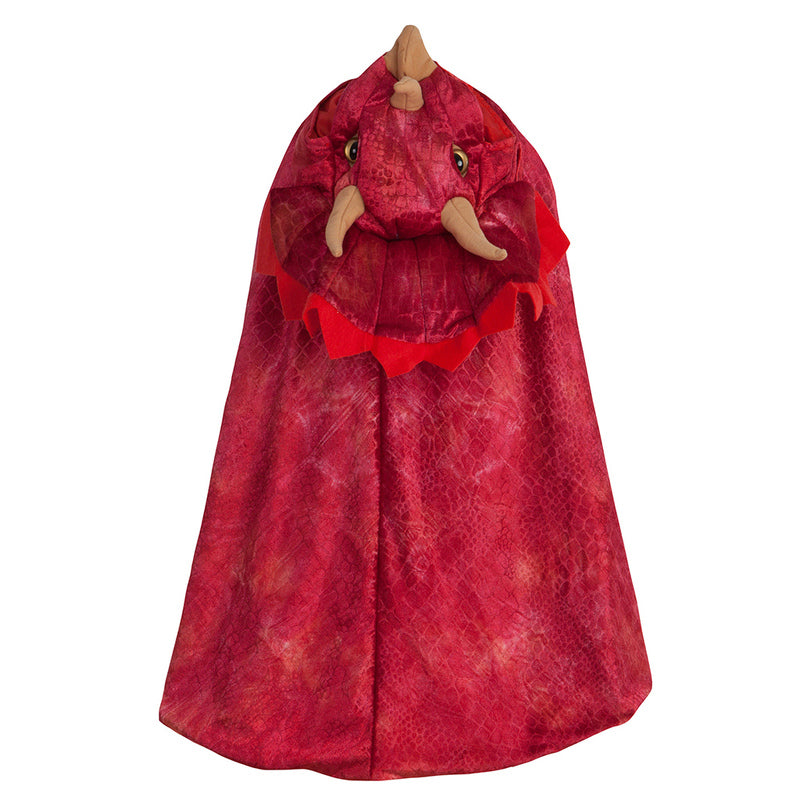 Red Triceratops Hooded Cape - Size 4-5 flexible