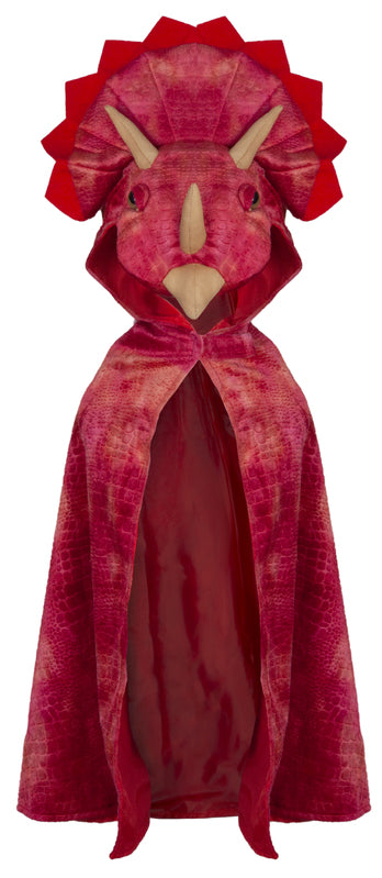 Red Triceratops Hooded Cape - Size 4-5 flexible