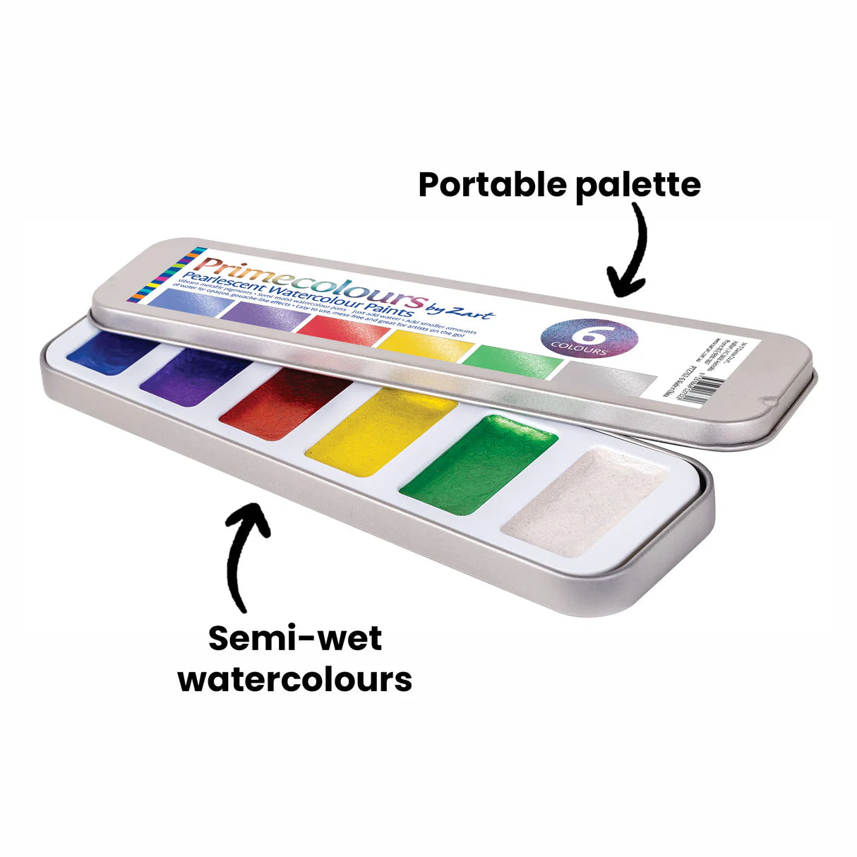 ZART Primecolours- Pearlescent Watercolour Paints 6 COLOURS