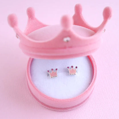 Princess Tiara Earrings with Velvet Crown Box