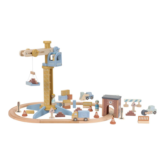 Little Dutch- Wooden Crane and Train Track Set