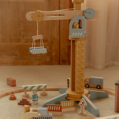 Little Dutch- Wooden Crane and Train Track Set