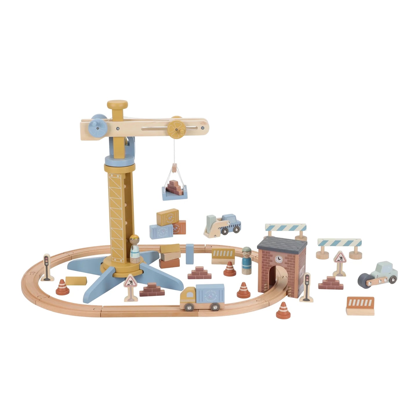 Little Dutch- Wooden Crane and Train Track Set