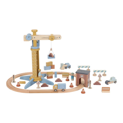 Little Dutch- Wooden Crane and Train Track Set