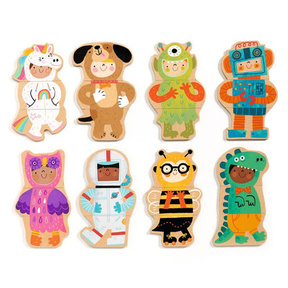 Wooden Magnetic Fancy Dress-Up Puzzle Set