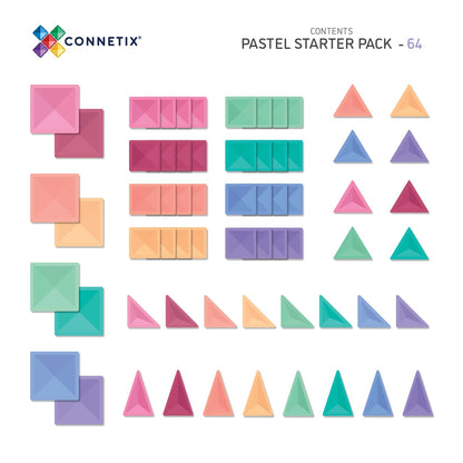 64 Piece Pastel Starter Pack - Connetix Tiles