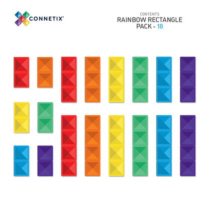 18 Piece Rainbow Rectangle Pack - Connetix Tiles